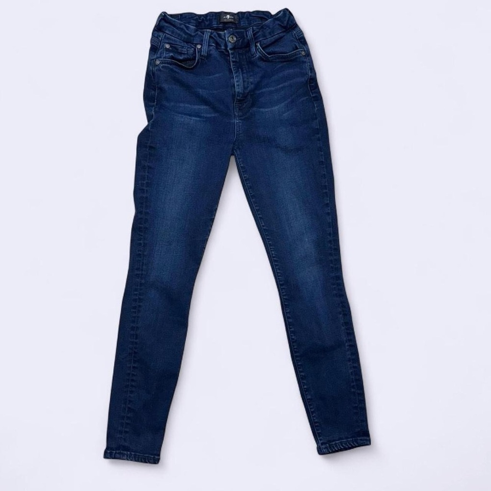 7 For All Mankind High Waist Ankle Skinny Jeans Size 25 Dark Wash
